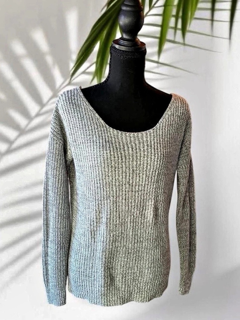 Light Gray Back Lace-Up Sweater